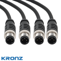 Connecteur circulaire aviation KRONZ M1203M-2/S00R pré-assemblé M12 mâle 3 broches blindé avec câble PVC de 2 m, étanche IP67