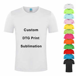 Camiseta de sublimación de secado rápido lisa al por mayor, camiseta DTG de 100% poliéster, camiseta con logotipo personalizado, camiseta estampada en blanco para hombre - Product Image 1