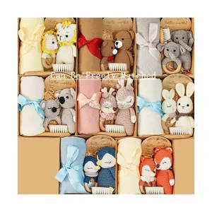 Handmade Amigurumi Cotton Crochet Toys Supplies Items Plushies Keyring Keychain Animals Plush New Born Baby Souvenir Gift Set