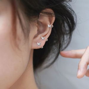 女性用合金糸ロッドスタッドイヤリング中空Bowknotオールマッチファッション蝶ジュエリー耳骨爪ねじ付き - Product Image 4