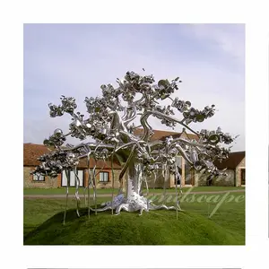 现代大型金属仿生抽象不锈钢树雕塑花园装饰