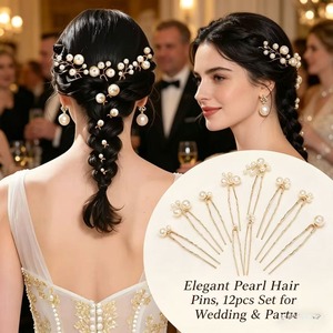 Pinces à cheveux polyvalentes pour tous les jours, confortables pour les accessoires <span class=keywords><strong>photo</strong></span>, 12 pinces à cheveux en perles pour tous les âges, accessoires capillaires décontractés - Product Image 1