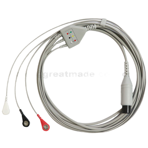Eendelige <span class=keywords><strong>Ecg</strong></span> Kabel Met 3-ld Snap 12ft Rechte Connector 6pin - Product Image 1