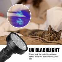 Lampe torche UV 100 LED, lampe UV 395 nm, lumière noire ultraviolette, détecteur de bijoux, d'insectes et d'animaux domestiques avec lunettes de protection UV