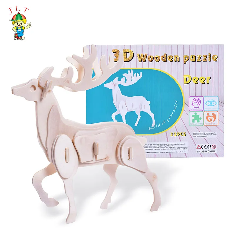 3D Puzzle Toy Diy Wooden Animal Diy Preschool Jigsaw Puzzle For Kids