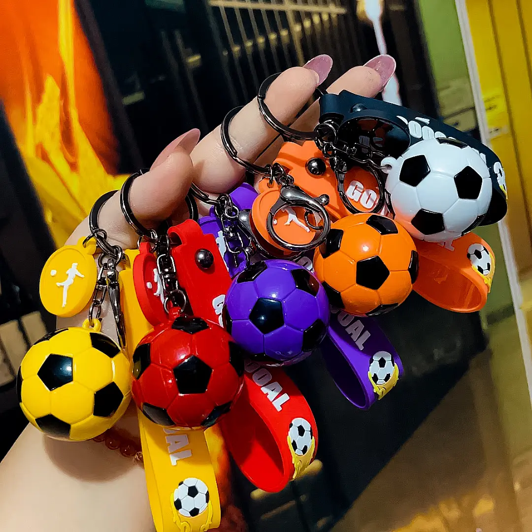 Wholesale 3D Football PVC Keychain Bag Charms Accessories Sports Souvenirs Key Chains