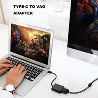 Adaptor VGA Tipe-C Aluminium Alloy OEM Pabrik, Output HDTV 1080P 4K, Pelindung Kabel PVC, Konverter untuk Komputer dan Proyektor