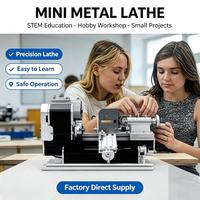 Mini tour horizontal en métal 60W, 110V/220V, banc de 180 mm, portée de 100 mm, machine de tournage légère pour atelier éducatif et bricolage