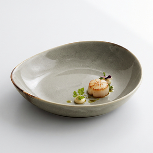 Platos de porcelana de estilo nórdico para sopa, platos de cerámica de Color gris, irregulares, reactivos, creativos, para restaurante, gran oferta - Product Image 1