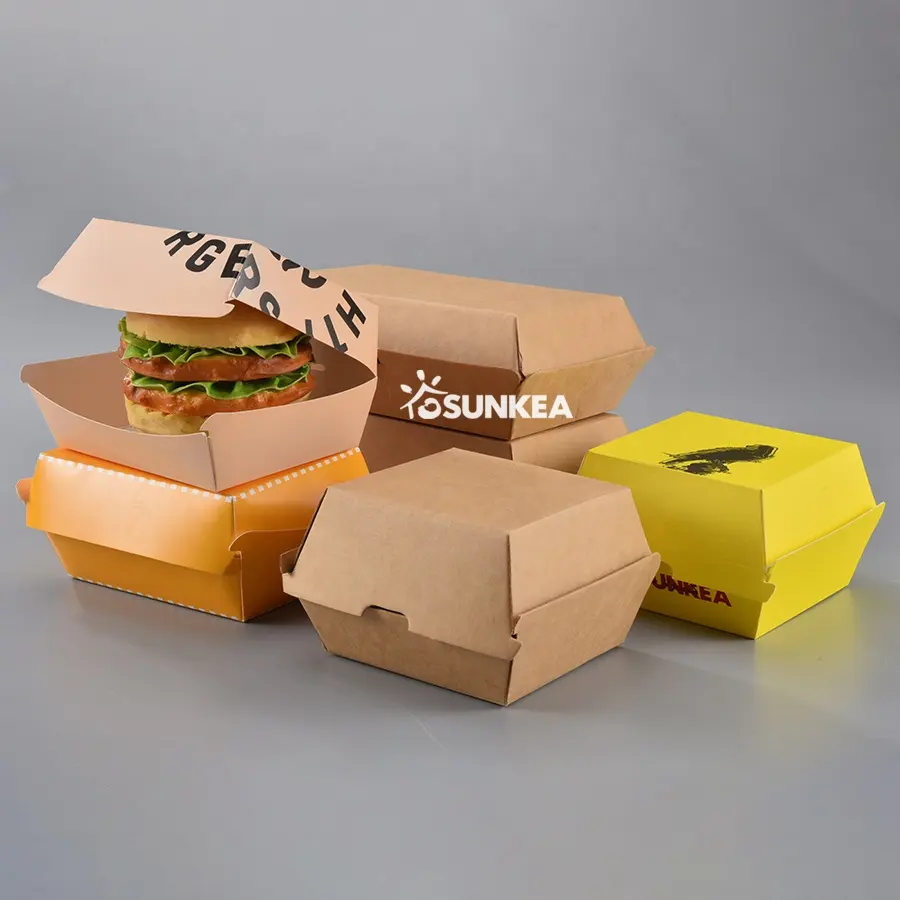 custom Disposable takeaway biodegradable printed paper fast food packaging