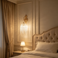 Applique murale de luxe en cristal K9 avec pampilles dorées, lampe murale LED moderne, luminaire de haute qualité pour villa, chambre et salon