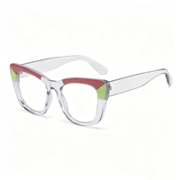 Lunettes anti-lumière bleue rétro œil de chat SM24021 - Monture légère en PC avec verres en résine transparente pour hommes et femmes (6 couleurs)