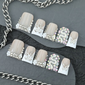Uñas postizas acrílicas de cobertura completa al por mayor, de alta calidad, hechas a mano, con etiqueta privada, para presionar y fijar. - Product Image 1