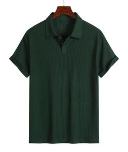 Men's <b>Waffle</b> Knitted Polo <b>Shirt</b> Short Sleeve Regular Fit Casual Golf Business Collared Summer Top - Product Image 1