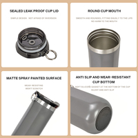 Gobelet isotherme à café octogonal en acier inoxydable 304 de 350 ml et 450 ml avec logo personnalisé, tasse de voyage portable avec cordon