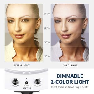 Kit d'éclairage annulaire LED Neewer de 20 pouces pour le maquillage, les vidéos <span class=keywords><strong>YouTube</strong></span>, les blogueurs, les salons - Température de couleur réglable avec batterie ou courant continu - Product Image 5
