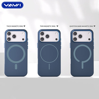 Casing Ponsel Silikon Cair Magnetik Kustom VAWI S010 untuk iPhone Seri 11~17 dengan Cincin Magnetik yang Dapat Diganti