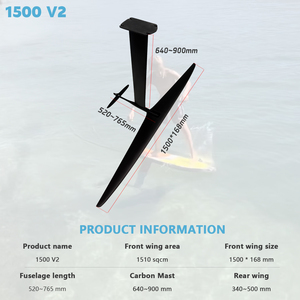 GY 1500 Aileron en aluminium pour kayak, grande aile, planche de surf pour débutant, aileron de kitesurf pour la pêche, le surf, le foil et l'hydrofoil - Product Image 2
