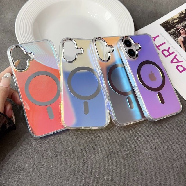 Hot Sale Luxury Matte Laser Gradient Shiny Color Cover Magnetic Wireless Charge Phone Case for iPhone 16 Plus 15 14 13 12Pro Max