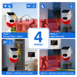 Angus âm thanh ánh sáng còi báo động năng lượng mặt trời ánh sáng nhấp nháy với máy dò chuyển động năng lượng mặt trời báo động con người Tường Ngoài Trời hệ thống báo động hồng ngoại - Product Image 5