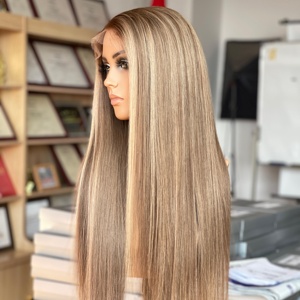 Hot Selling Customizable Virgin <b>Hair</b> for Ombre Highlight Wig HD 5*5 Lace Closure Black <b>Root</b> Long Straight Transparent Lace Color - Product Image 1