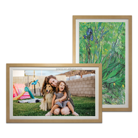 Pro 32 "bingkai foto Digital kayu, bingkai foto Digital WiFi layar sentuh FHD Foto Video dapat diputar otomatis