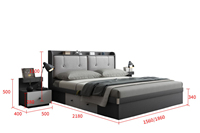 Cadre de lit moderne et confortable avec rangement, en bois et tissu, facile à assembler, mobilier de chambre multifonctionnel