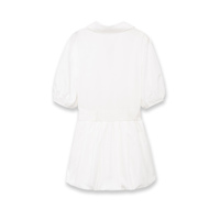 Robe courte décontractée à col rabattu, manches courtes, couleur blanche, à lacets, pour femmes