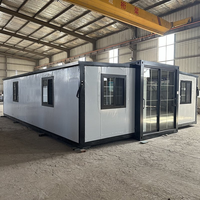 Maison conteneur extensible à double aile de 20 pieds de haute qualité, préfabriquée et modulaire, pour usage résidentiel, bureaux, hôtels et hébergements.