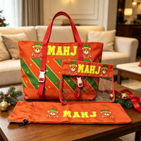 Sac de Mahjong de Noël, ensemble de 3 pièces, grande capacité, sac de rangement portable pour accessoires de Mahjong, sac de voyage pour maquillage, durable