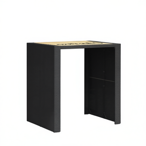 Mesa de Bar de Jardín de Ratán Sintético, Cuadrada Negra, Resistente a los Rayos UV, Diseño Moderno, Muebles Comerciales - Product Image 1