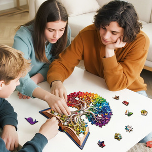 Puzzle en bois en forme de livre Arbre de Vie Papillon Arc-en-ciel, jouet anti-stress pour adultes, décoration d'intérieur, cadeau d'anniversaire, vente en gros, sans BPA - Product Image 5