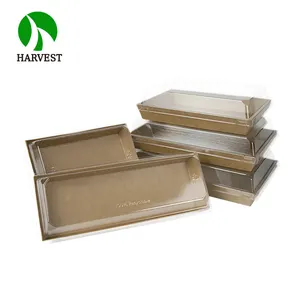 Sandwich Hamburger Rectangle Square Bread Hot Dog Food Packaging Disposable Craft Paper Box With Clear Plastic Lid