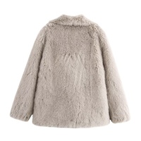 Manteau Hiver Chaud Fausse Fourrure Renard Style Nouveau pour Femme Boying Écologique Tissé Uni Décontracté à Col Rabattu