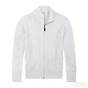 Suéter de Punto para Hombre, Estilo Polo, Bordado, de Algodón de Lujo, con Cierre Completo, Casual, Personalizado, Estilo <span class=keywords><strong>Ralph</strong></span> <span class=keywords><strong>Lauren</strong></span> - Product Image 2