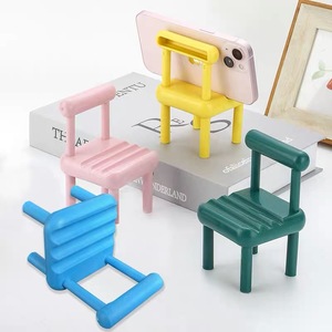 Creative Chair Phone Stand Mini Desk Holder Portable Plastic Cartoon Style for Office Home Use - Product Image 2