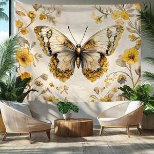 Tapisserie murale florale en polyester imprimée, lavable en machine, décoration murale, art mural, vente en gros, lavage à la main, moderne 4 - Product Image 5