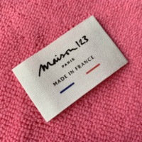 Étiquette de coton de pli d'extrémité d'impression d'écran en soie, étiquettes de collier de coton pour le cou