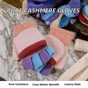 Custom Design Label Winter <b>Wool</b>/Acrylic Knitted Elastic Wrist-Length Casual Hollow Cuffed Edge Luxury Fashion Women Full <b>Gloves</b> - Product Image 2