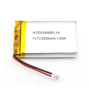 Batería de polímero de litio Shenzhen 3,7 V 2000mAh batería de iones de litio recargable 634169PL 3,7 V 2000mAh batería de polímero de litio