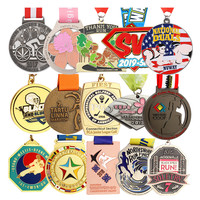 Médaille en alliage de zinc personnalisée OEM ODM, médaille sportive en relief 2D 3D, médaille de marathon avec ruban personnalisé