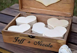 Rustic Wooden <strong>Wedding</strong> Guest Book Personalized <strong>Keepsake</strong> <strong>Wedding</strong> <strong>Box</strong> with 100 Hearts - Product Image 3