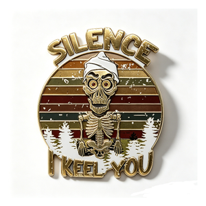 Pin de esmalte de aleación de zinc con diseño de esqueleto personalizado, estilo vintage retro atardecer, para insignia de esmalte duro 2D, para coleccionistas de Navidad y Pascua - Product Image 5