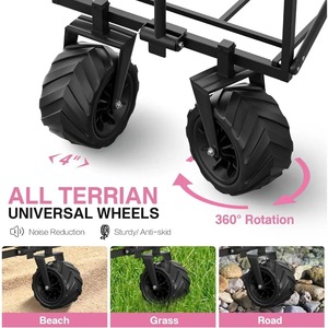 Chariot de camping de sable rose avec grandes roues chariot de plage de jardin pliant structure de plate-forme de chariot pliable pliable maison chariot à bras - Product Image 4