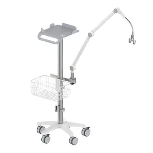 High Quality Hospital Medical Aluminum Monitor Trolley Stand Trolley For CPAP Bipap With Arm