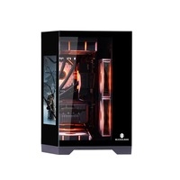 Casing PC Zeromaster Mid Tower Panoramic Tempered Glass, Kabinet CPU MATX, Pendingin, Casing Komputer Gaming dengan Layar LCD