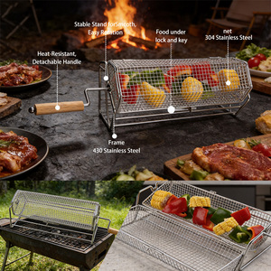 Accesorios para <span class=keywords><strong>Barbacoa</strong></span> de Alta Resistencia, Cesta Giratoria Extraíble para Asar al Aire Libre - Product Image 4