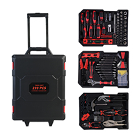 Coffret à outils de mécanicien automobile robuste de 299 pièces avec chariot et mallette rigide, personnalisable OEM, jeu de clés à cliquet et douilles