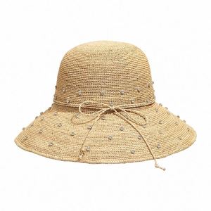 Wholesale High Quality Handmade Raffia <b>Straw</b> Sun <b>Hat</b> Women's Summer Foldable Sunscreen <b>Straw</b> <b>Hat</b> Ladies Beach Sun Bucket <b>Hat</b> - Product Image 5