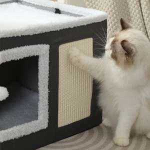 Cama Moderna Plegable de Felpa Suave para Gatos con Rascador, Duradera para Uso Doméstico, Mueble para Mascotas para Escuela y Cocina - Product Image 3